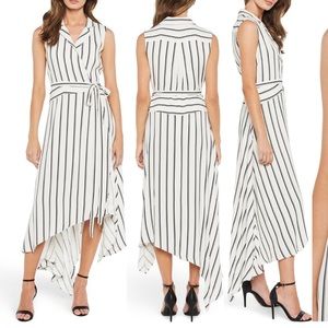 Bardot Stripe Asymmetric Dress